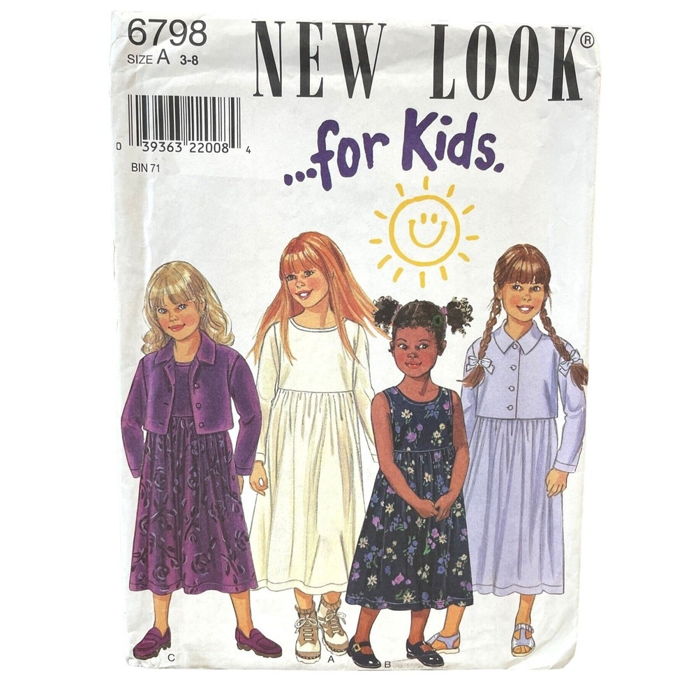 New Look Sewing Pattern 6798 Dress Coat Jacket Girls Size 3-8